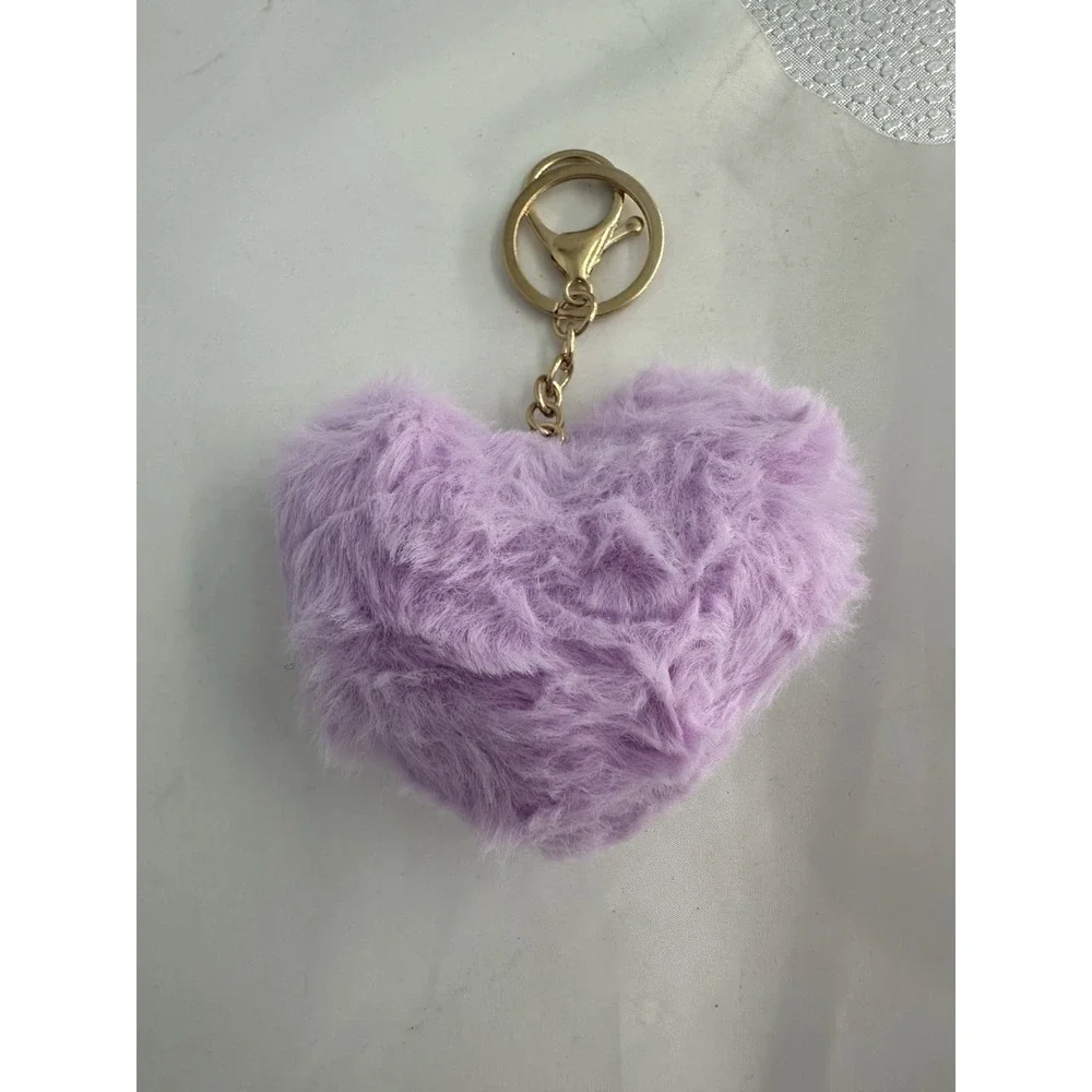 Heart Pom purse keychain - Violet